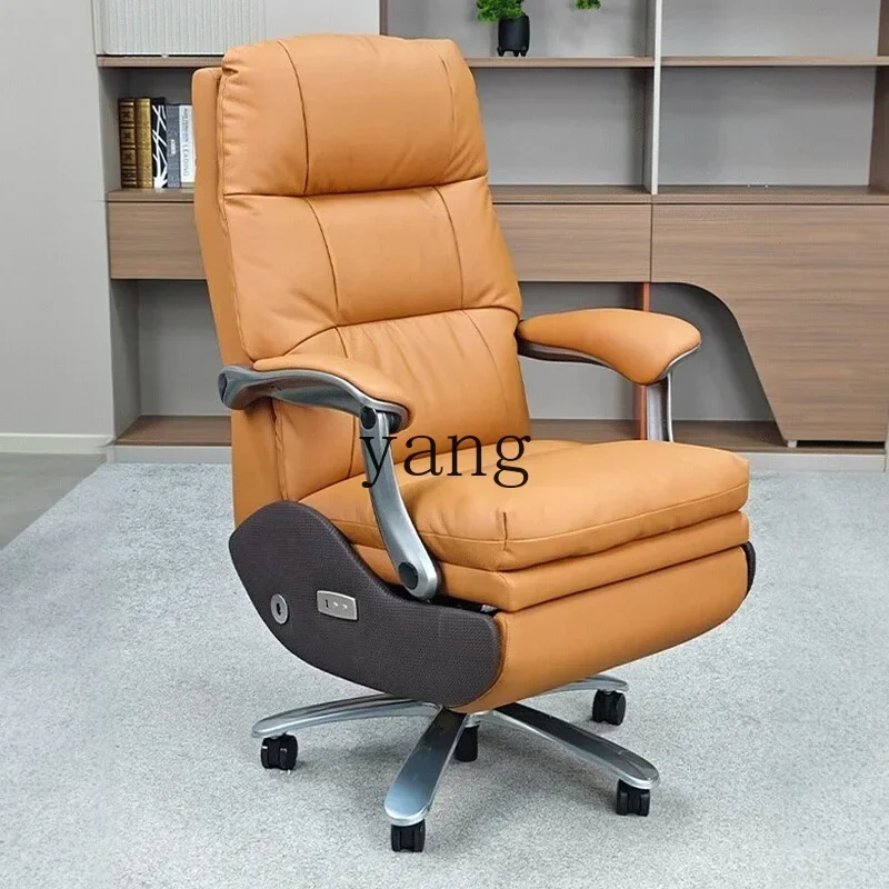 LT1T sedentary comfortable not tired office home leather, light luxury reclining waist electric boss chair