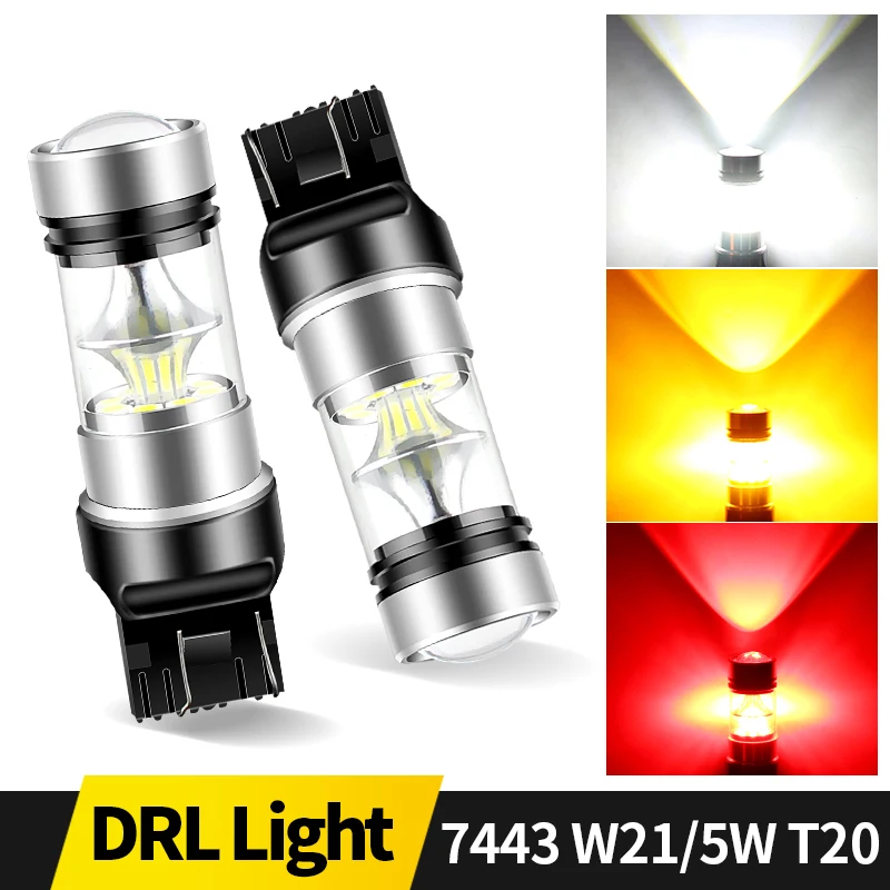 2PCS T20 7443,W21/5W W21W 7440 High Power weiße LED Auto Birne Bremse Reverse tagfahrlicht Signal Licht 12V Zubehör