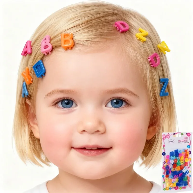 

45pcs/(45pcs/card) ABC Letter Hairpins-Colorful Plastic Hair Clips for Girls,Cute Hair Accessories for Daily Wear&Photo Sessions