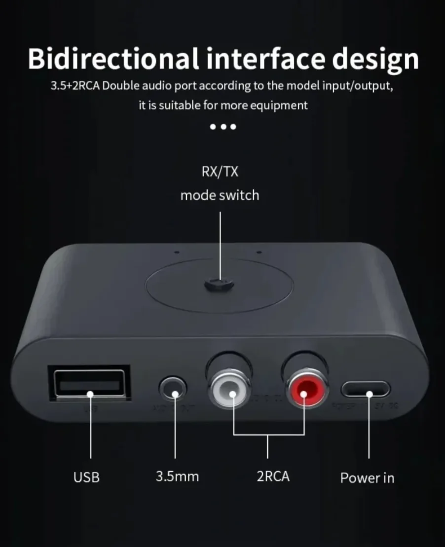 VIKEFONBluetooth 5.3 수신기 송신기 U 디스크 RCA 3.5mm AUX 잭 스테레오 음악 무선 오디오 어댑터 차량용 키트 스피커 TV 썸네일 6