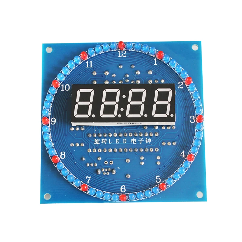 DIY Rotating LED Electronic Digital Clock Kit 51 SCM Light Controlled Temperature Display DS1302 School Fun Welding Assembly