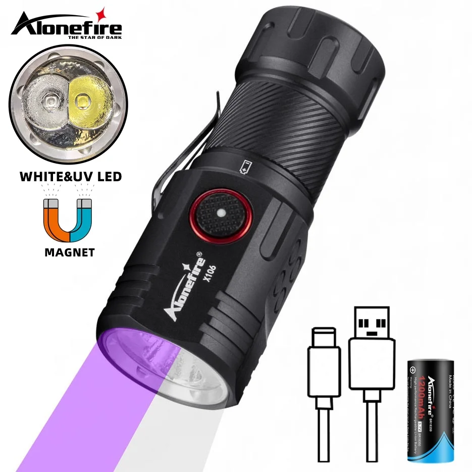 

Strong Power LED Flasthligh Rechargeable Pen Clip Torch With 365nm Ultraviolet Torch Pet Urine Scorpion Detector UV Lamp X106