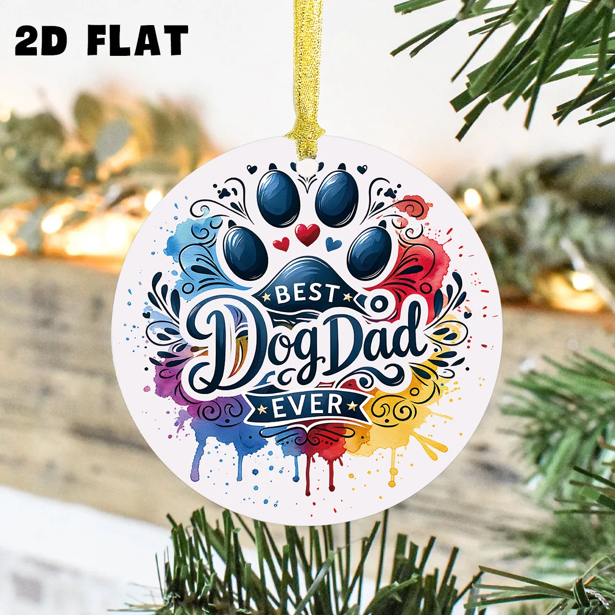 Colgantes acrílicos para árboles de Navidad, colgantes para el Día del Padre, huellas de perro, regalos navideños, artículos para el hogar