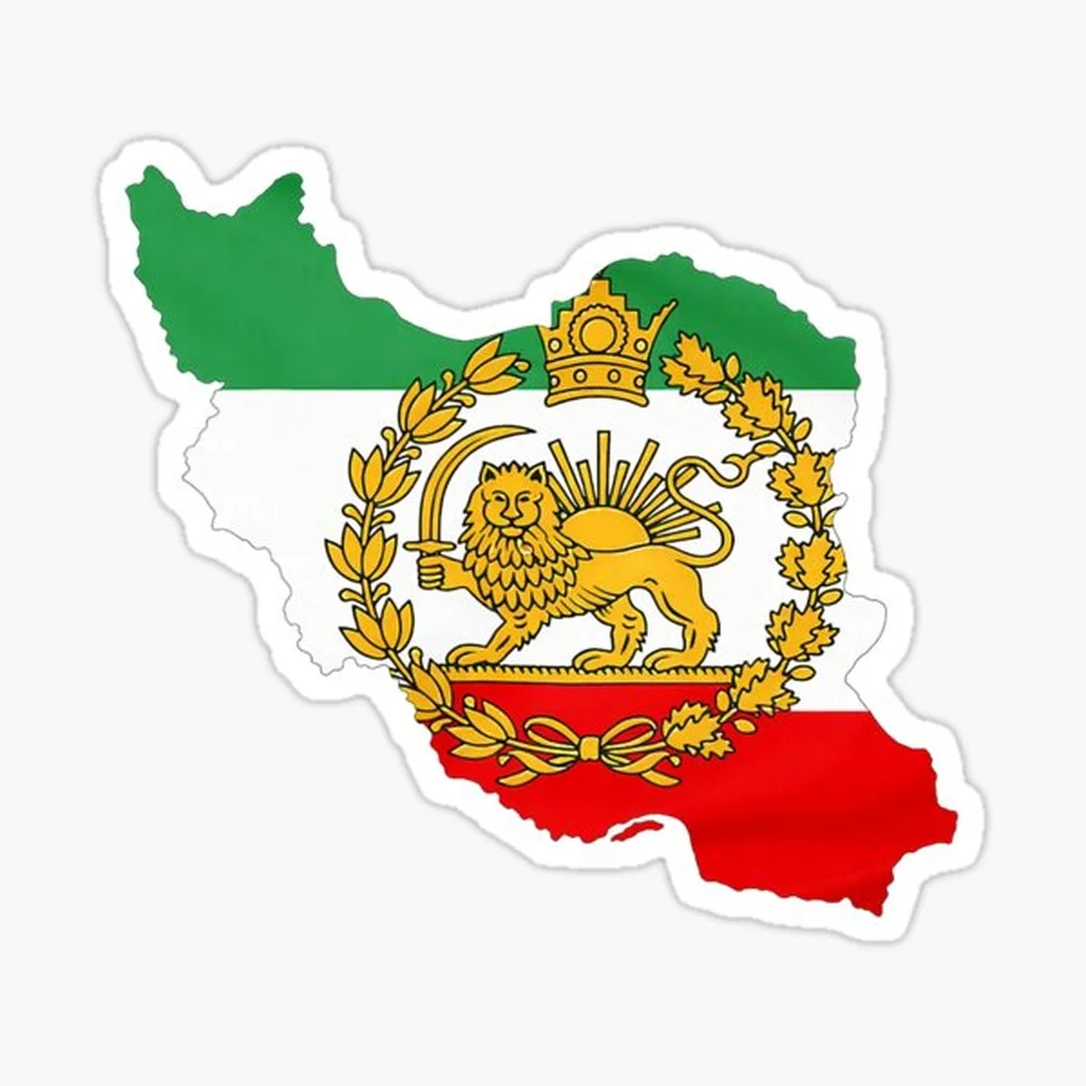 Persian Lion, Iran Map, Iranian Flag, Lion & Sun Flag Sticker for Laptop Decor Bedroom Car Cute Cartoon Art Fashionable Public S