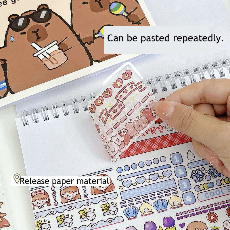 Capybara Release PleSticker, Paper Notebook Sticker, Tape Collection Ple, Sketchbook Supplies, Korean Staacquering