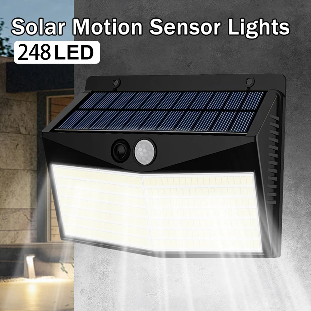 

1PC 248 LED Outdoor Solar Power Lights Motion Sensor 3 Modes Waterproof Security Flood Lights for Pathway Garden Garage Lamp