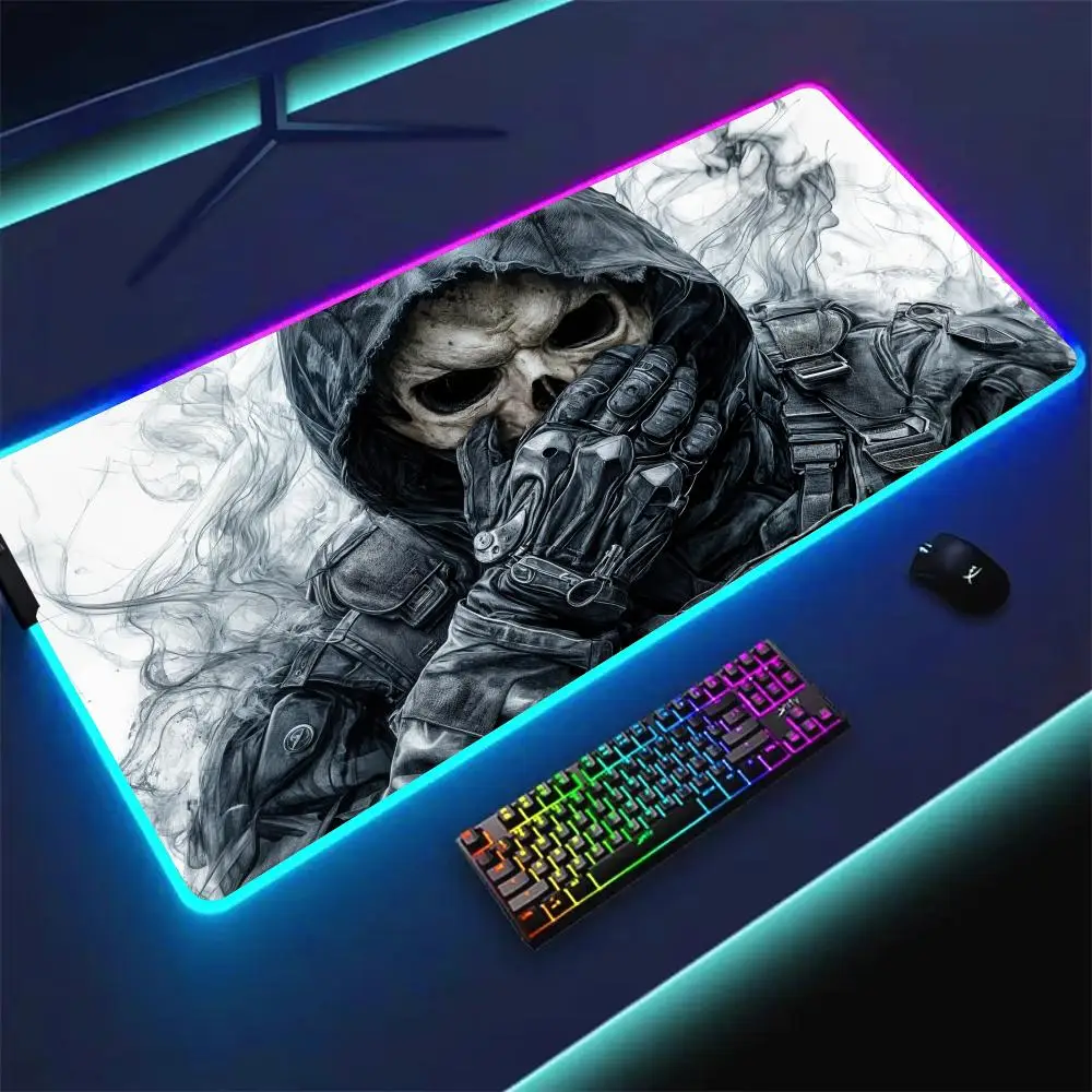 

RGB Mouse pad Skeleton soldier gaming mat rubber anti-slip Desk Mat LED glow Gaming keypad mousepad gamer pc accessories