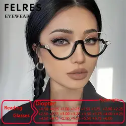 Personality Designer Cat Eye Reading Glasses Anti Blue Light Fashion Women Eyeglasses Optical Half Frame Presbyopic Glasses