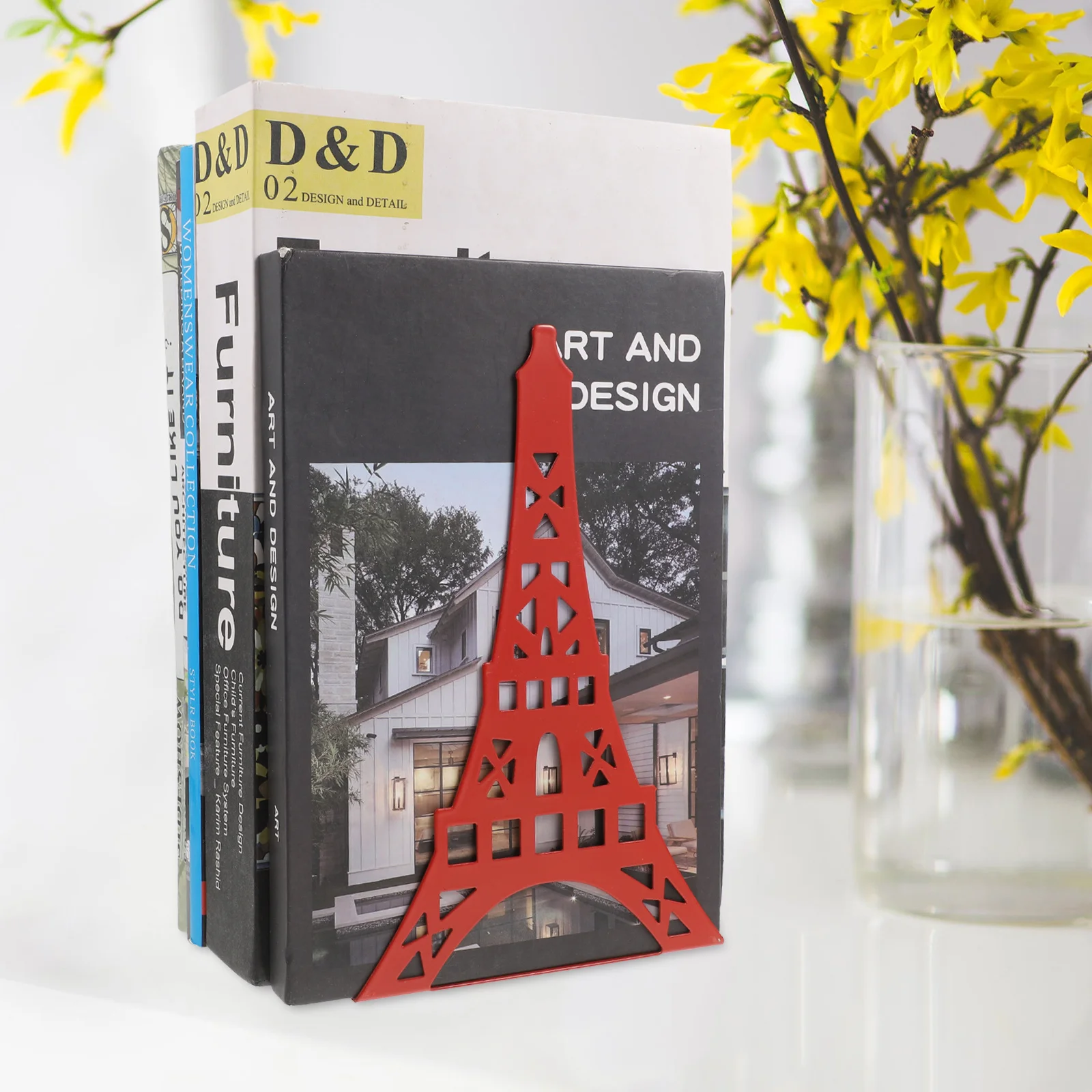 2Pcs Metal Bookends Sturdy Desktop Book Organizer for Office Home Study Room File Holder Tower Shape Notebook Organizer for Desk