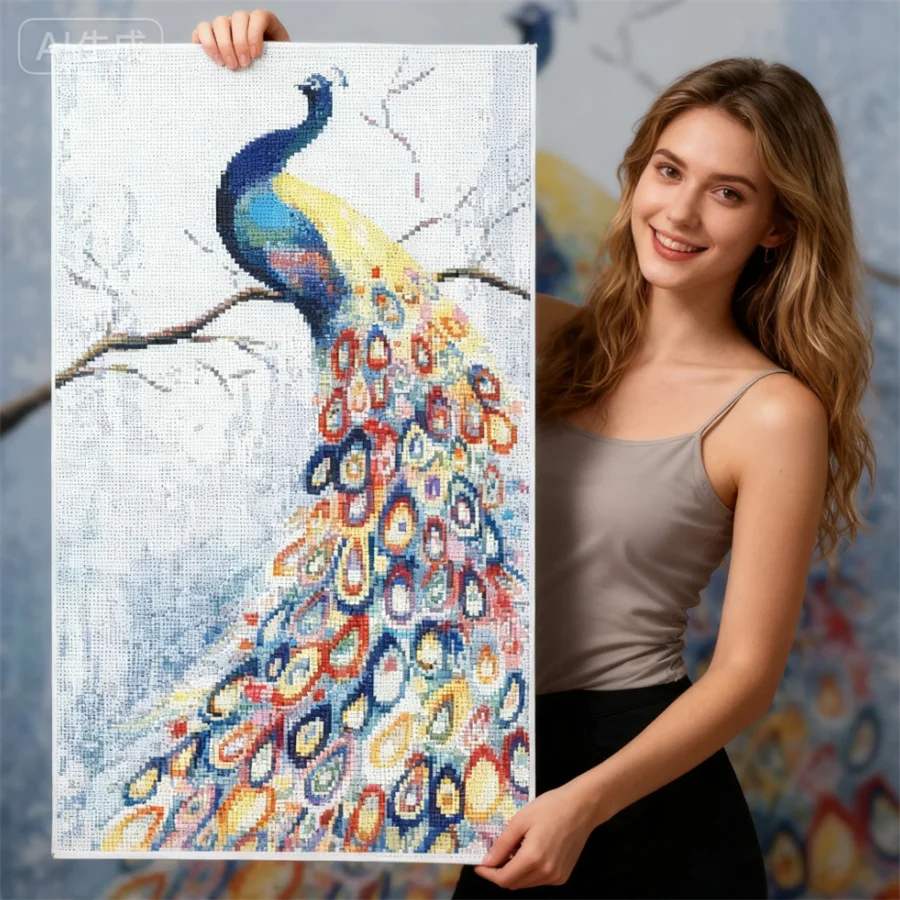 

2026 New style Peacock DIY Embroidery 11CT Cross Stitch Kits Needlework Craft Set Cotton Thread Printed Canvas Home Sale