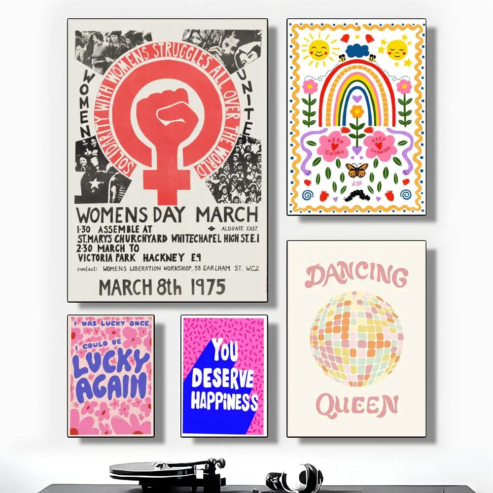 Abstraktes feministisches Farbbuchstaben-Frauenzitat-Filmplakat, hochwertiges Poster für Zuhause, Zimmer, Bar, Café, Dekoration, Kunst und Geschenk