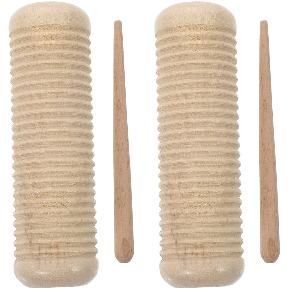 2 Sets Sandbox Music Toys Guiro Wood Percussion Instrument Wooden Musical Instruments