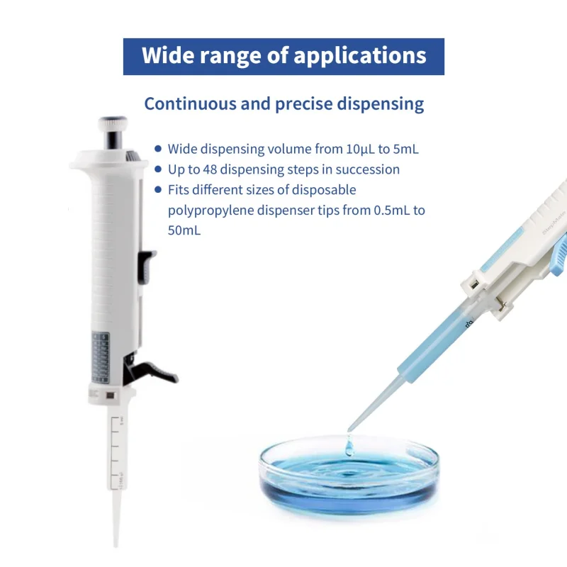WEIAI Lab Continuous Distributor Pipette With 5ml Tip Stepper Positive-displacement Continuously Adjustable Repetitive Dispenser