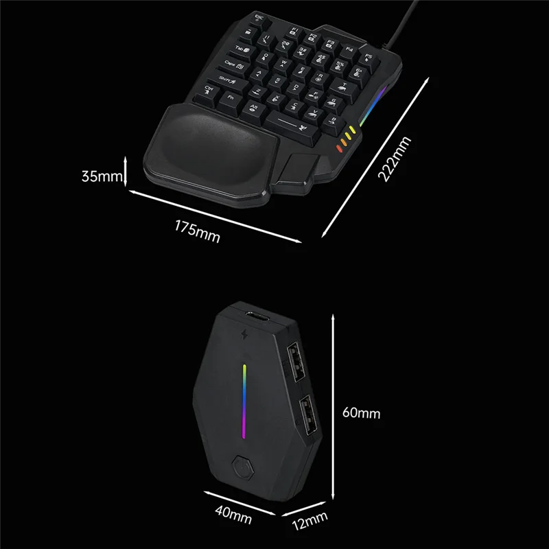 AU67-For PUBG 35Key Ergonomics RGB لوحة مفاتيح الألعاب + لوحة المفاتيح والماوس محول + ماوس 5 في 1 مجموعة ألعاب الهاتف المحمول