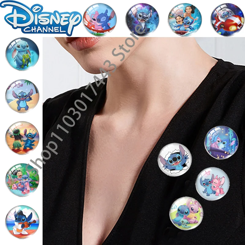 

14 Styles Disney Stitch Brooches Cute Cartoon Gem Silver Badge Student Bag Accessories Fashion New Jewelry Accessories Brooches