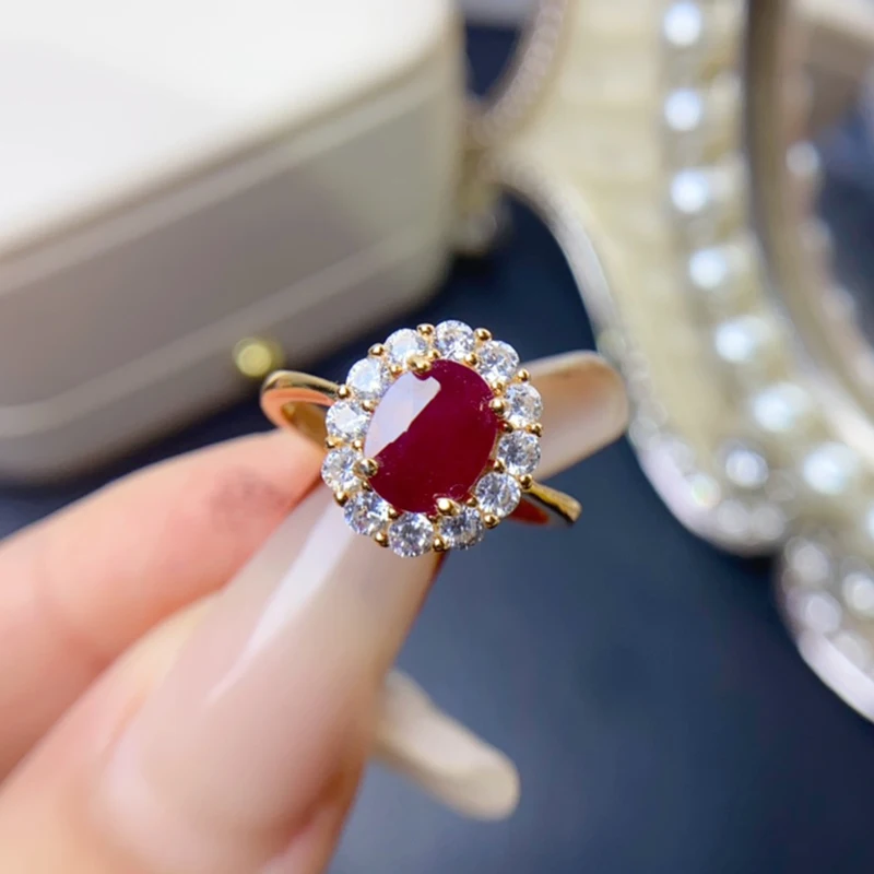 Natural Ruby Rings for women silver 925 jewelry luxury gem stones 18k gold plated free shiping items