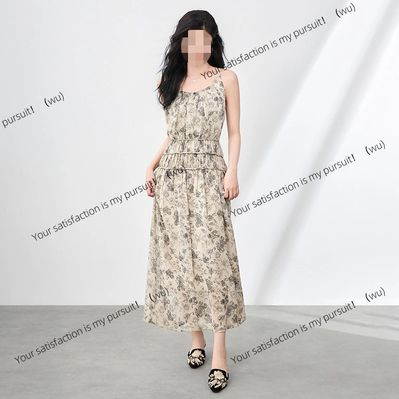 

ZOCI-2506102-Французское светлое платье в стиле ретро, шифоновая юбка на подтяжках