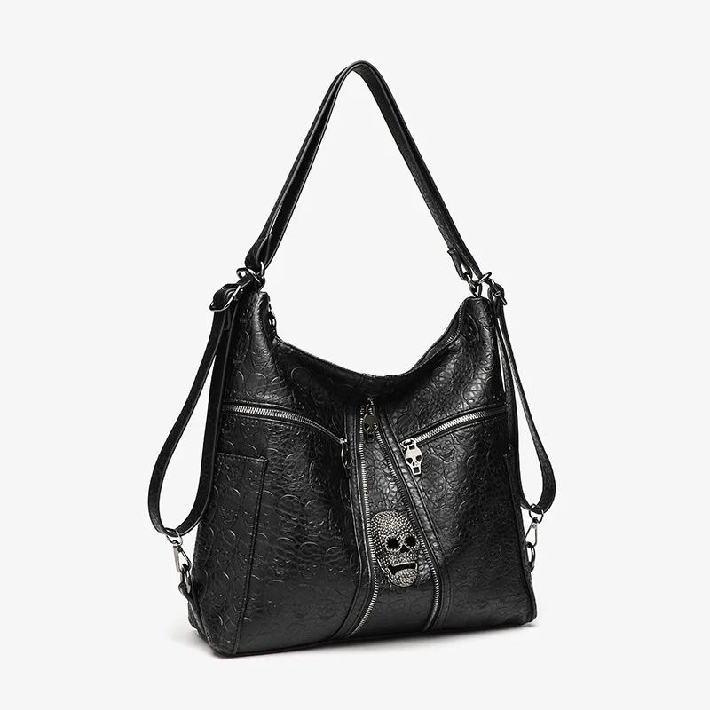 New Womens Bag Amazon Foreign Trade Single Shoulder Punk Skull Hand-held Bag Tote Bag Dark Personality Handbag