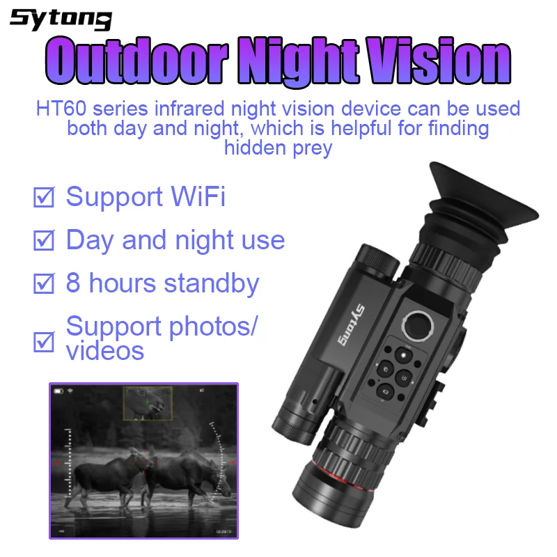 

Sytong HT-60 3X/6.5X Digital Night Vision Scope WIFI Transmission Crosshair Targeting Night Vision Equipment Hunting Telescope