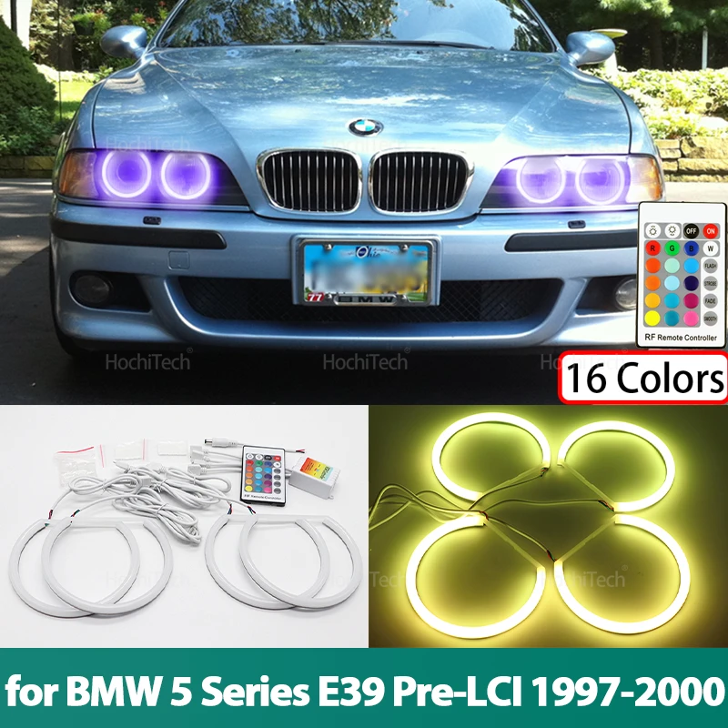 

16-цветный RGB хлопковый светильник со светодиодной подсветкой Angel Eyes Kit Ring для BMW 5 серии E39 Pre-LCI 525i 528i 530i 540i 1997 1998 1999 2000