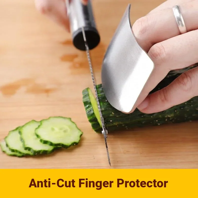 Finger Guard Safe Cutting Heavy Duty Stainless Steel Anti Cut Shield Anti Slip Grip Cooking Kitchen Tool Hand Protector Knife Sl