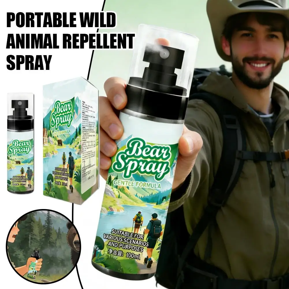 100ml Wildlife Repellent Spray Safety Lock Bear Dog Deterrent Pepper Oil Non-Lethal Outdoor Hiking Camping Forest Animal Gear