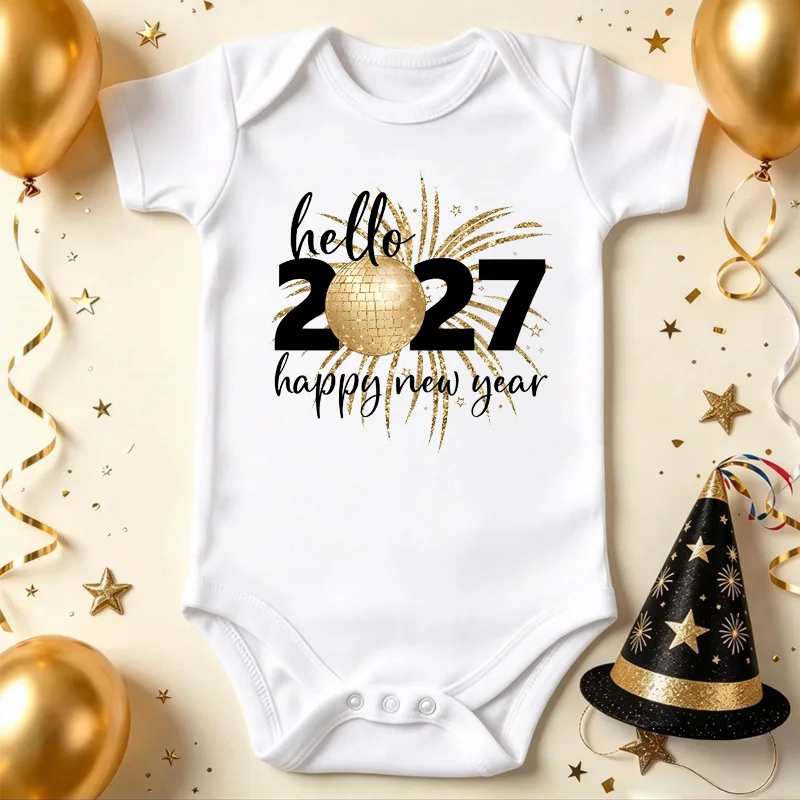 My First Christmas Newborn Baby Short Sleeve Romper Cartoon Santa Printed Infant Bodysuit Christmas Tree Clothes Xmas Gift