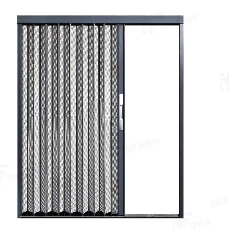 Golden Gate Folding Screen Door with cat and Dog Folding Push-pull Aluminum Alloy Screen Door Household Screen Door
