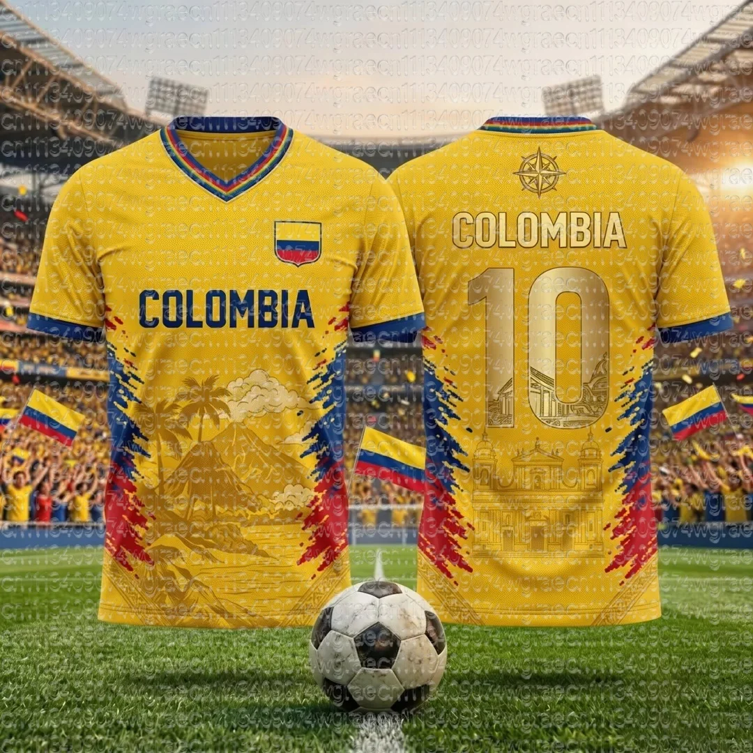 2026 Colombia Soccer Jersey Colombia Fan Gift National Team Tee Summer Sports Men's T-Shirt Children's Clothing Tee Y2k Woman