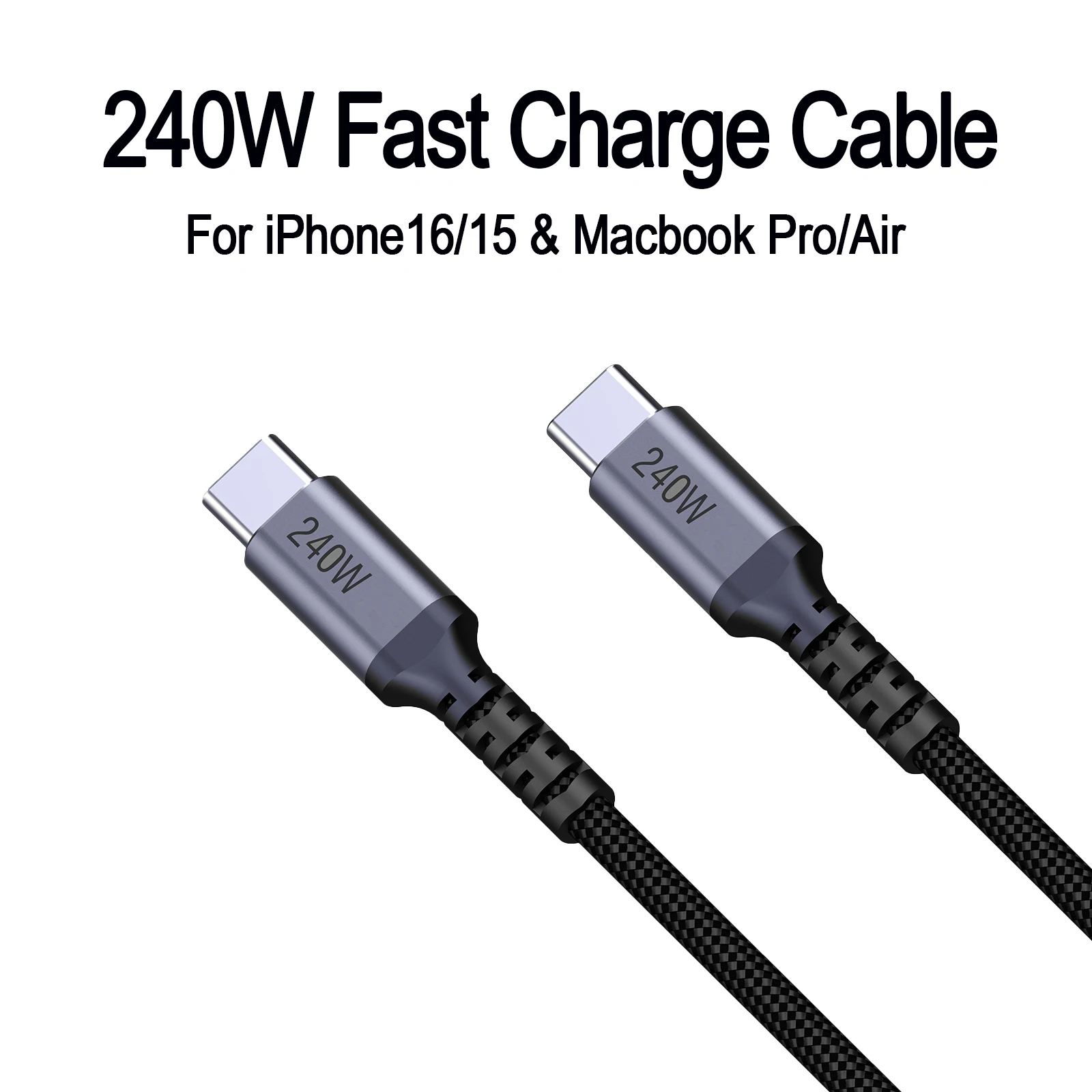 

240W Fast Charging USB-C PD3.1 Durable 5A Cable For MacBook Pro/Air, iPad Pro/Air, Samsung, iPhone16/15, Gaming notebook, etc