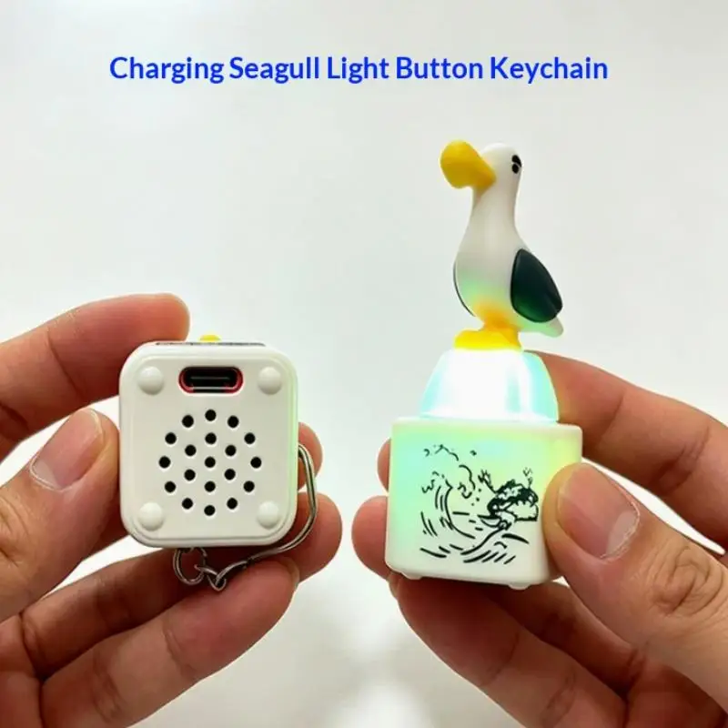 Mine Seagull Luminous Keycap Keychain 1Pcs Sounding Stress Relief Fidget Toy Anti Anxiety Accessory for Daily Carry Travel Use
