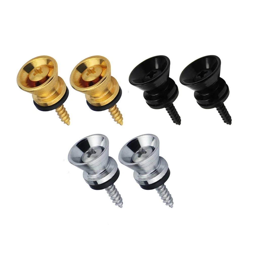 FLEOR 2pcs Metal Guitar Strap Buttons Strap Locks Straplocks, Black/Chrome/Gold Available