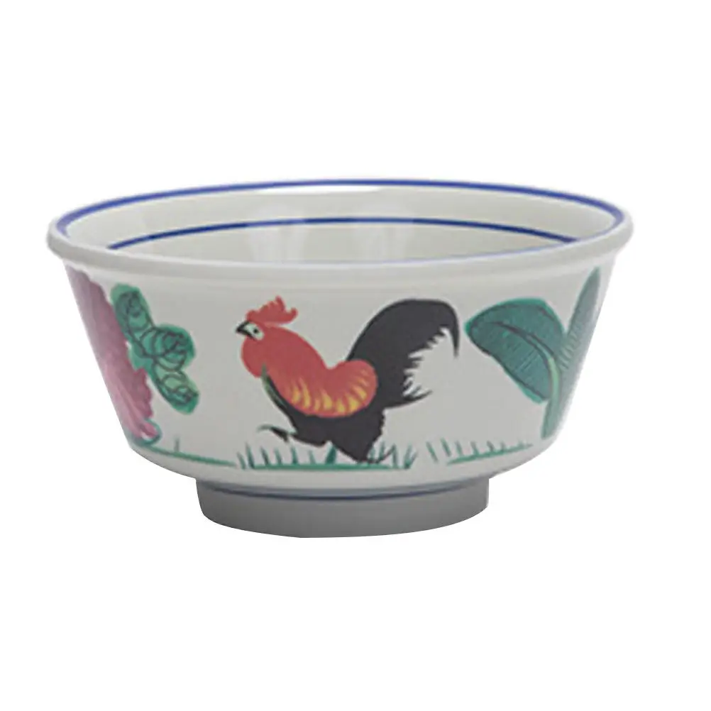 Tazón de Comida con Diseño Retro de Gallo, Tazón de Plástico de Alta Calidad para Arroz y Sopa, para el Hogar, Restaurante, Reuniones Familiares, Camping, Vajilla