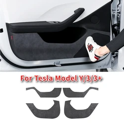 Car Door Anti Kick Pad for Tesla Model 3/Y/3+ Suede Door Panel Protective Stickers Anti Dirt Patch 2021-2025 Auto Accessories