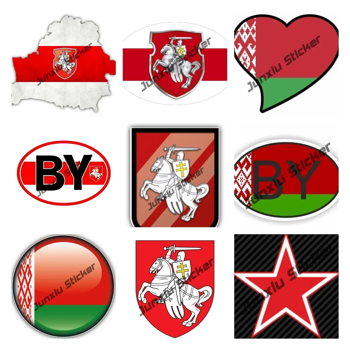 Belarus BY Decal Country Code Belorussian Coat of Arms Shield Crest Car Sticker Motorcycle Personality PVC Decal Car Accessories