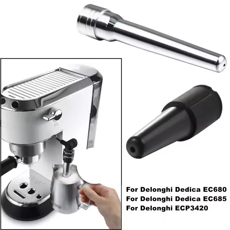 1 Hole Steam Nozzle for Delonghi Dedica EC680/EC685/ECP3420 Coffee Machine Nozzle,Silicone & Stainless Steel Milk Foam Nozzle