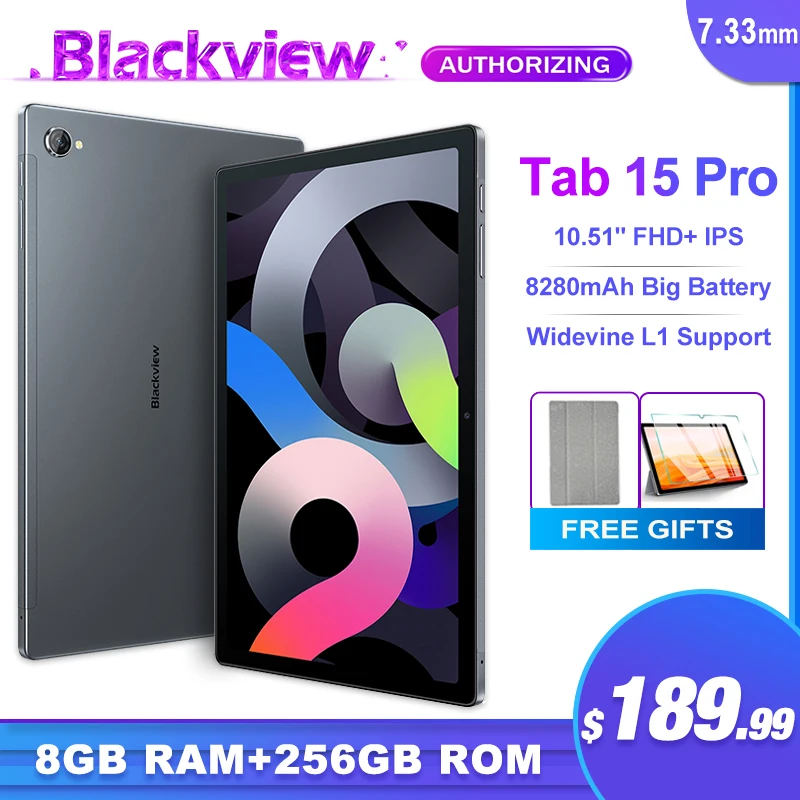 Blackview Tab 15 Pro Tablet 8GB 256GB 10.51'' FHD+ IPS Pad 8280mAh Battery Android 12 Octa Core13MP Camera Dual 4G Tablet