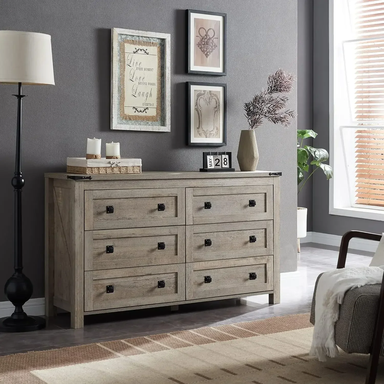 

Wood Rustic Wide Chest of Drawers, Storage Dressers Organizer