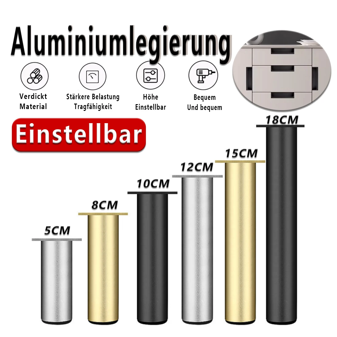 

50mm~400mm TV Cabinet Support Legs Adjustable Bed Aluminum Alloy Adjustable Plinth Leg For Kitchen Furniture Cabinets