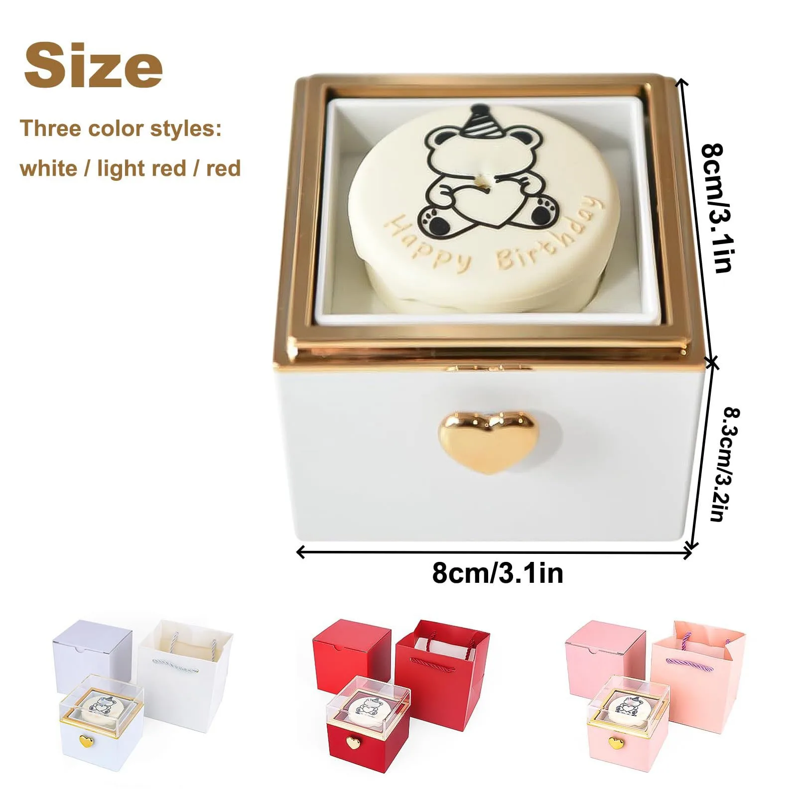 الإبداعية الدورية صندوق مجوهرات لطيف الدب كعكة صندوق حلقة قلادة صندوق جودة عالية عيد الحب عيد ميلاد مهرجان هدية #6