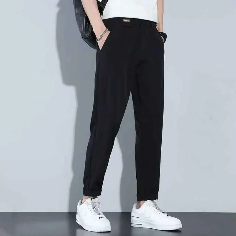 

Summer New Fashion Street Trend Versatile Suit Pants Men's Solid Patchwork Button Zipper Pockets Slim Straight Trousers JJ337