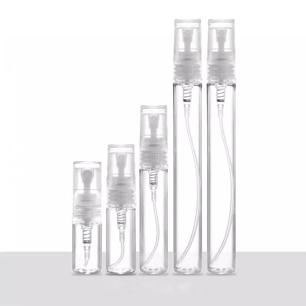 20/50pcs 2ml 3ml 5ml 10ml 미니 향수 병 안개 스프레이 병 빈 분명한 분무기 유리 병 휴대용 향수 샘플 병