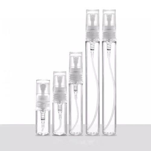 Imagen 2 del producto 20/50 Uds 2ml 3ml 5ml 10ml Mini botella de Perfume botella de Spray de niebla atomizador transparente vacío viales de vidrio botella de muestra de Perfume portátil