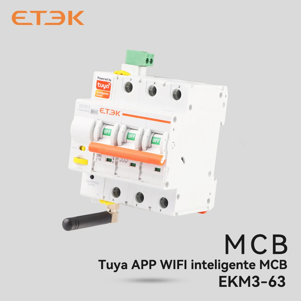 etek-tuyaスマートmcbノーメータリング2p-4pサーキットブレーカーcカーブ16-63a-wifiリモートコントロールekr3