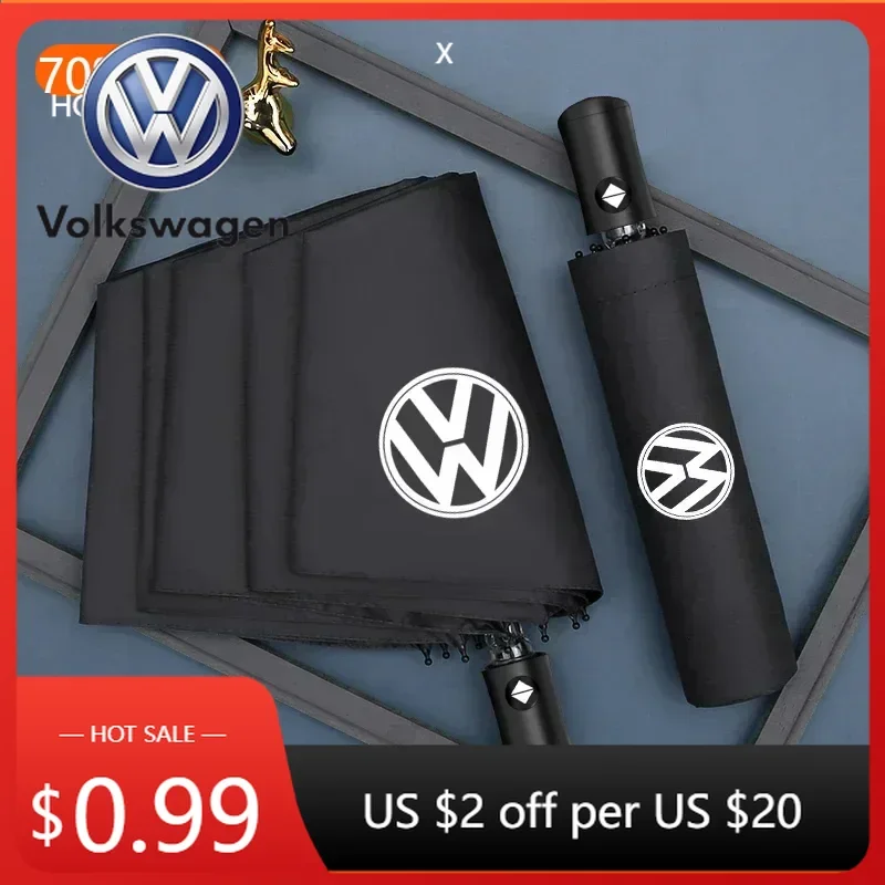 

Складной зонт с логотипом Volkswagen для автомобилей VW GTI B5 2025 года, защита от УФ-излучения, аксессуары для VW Scirocco, Polo, T5, Passat