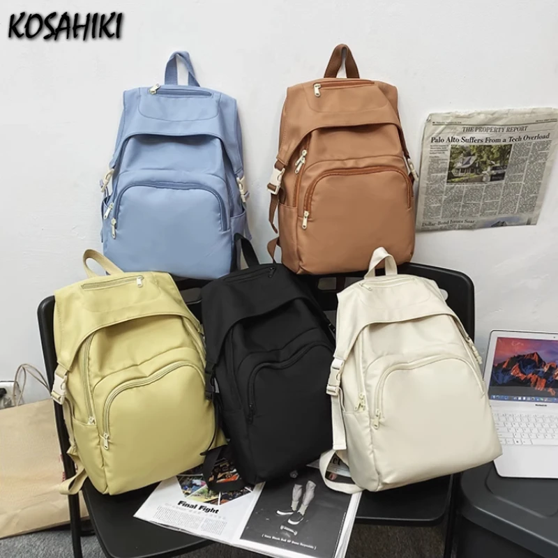 

Women Students High-capacity Solid Sweet Handbags Casual All Match Simple Trendy Backpacks Korean Y2k Vintage Fashion Schoolbags