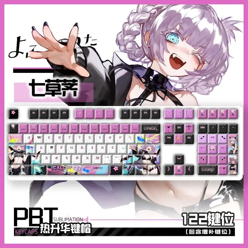 Call of The Night Nazuna Nanakusa Keycaps 122 Keys Game Cherry PBT Side Transparent Key Cap for Made68 Mad68 Mechanical Keyboard