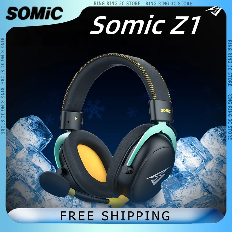 Somic Z1 Беспроводная игровая гарнитура 2,4G с магнитной зарядкой и длительным сроком службы батареи, наушники с микрофоном, пользовательские игровые наушники для киберспорта