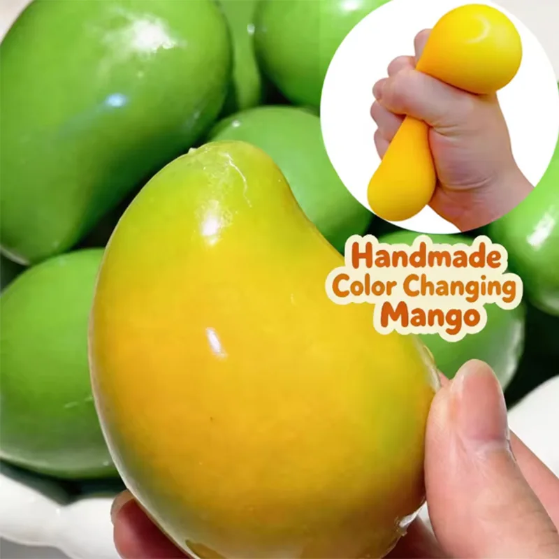 Color-Changing Mango Crunchy Squishy Stress Ball Stress Relief Toy Soft Homemade Squeeze Fidget Toys Adult Anti Stress Toys Gift