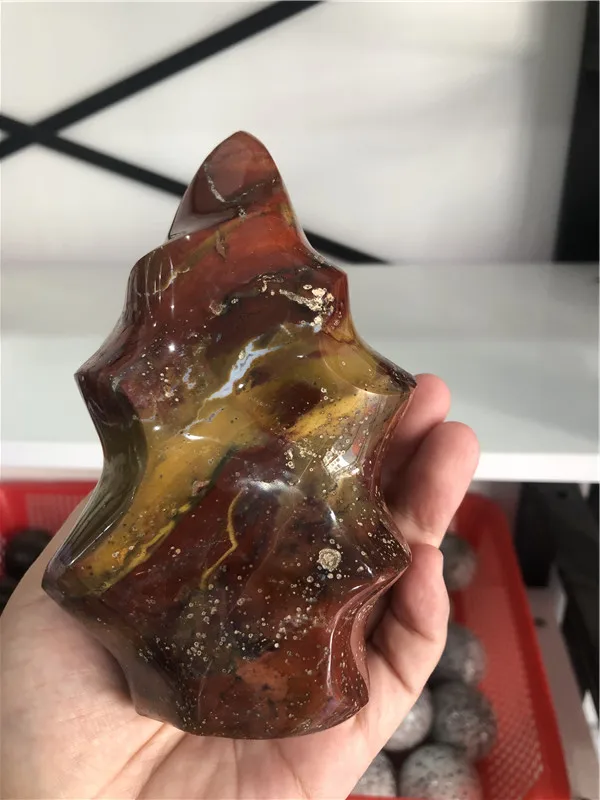 800g Natural Ocean Jasper Crystal Torch crystal crafts Energy gem quartz Hand carved